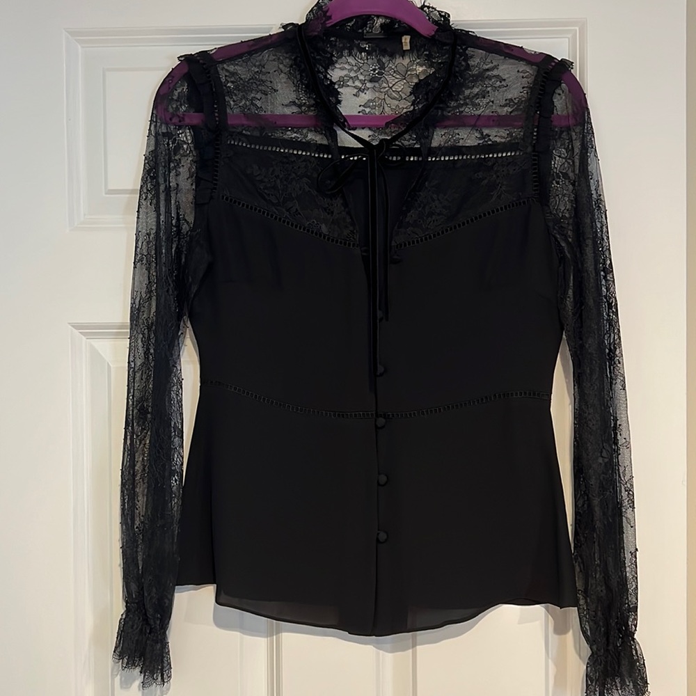 Elie Tahari Long-sleeve Lace Blouse